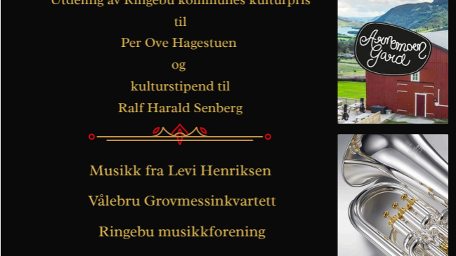 Lenke til artikkel: Ringebu kommunes kulturkveld 8. november